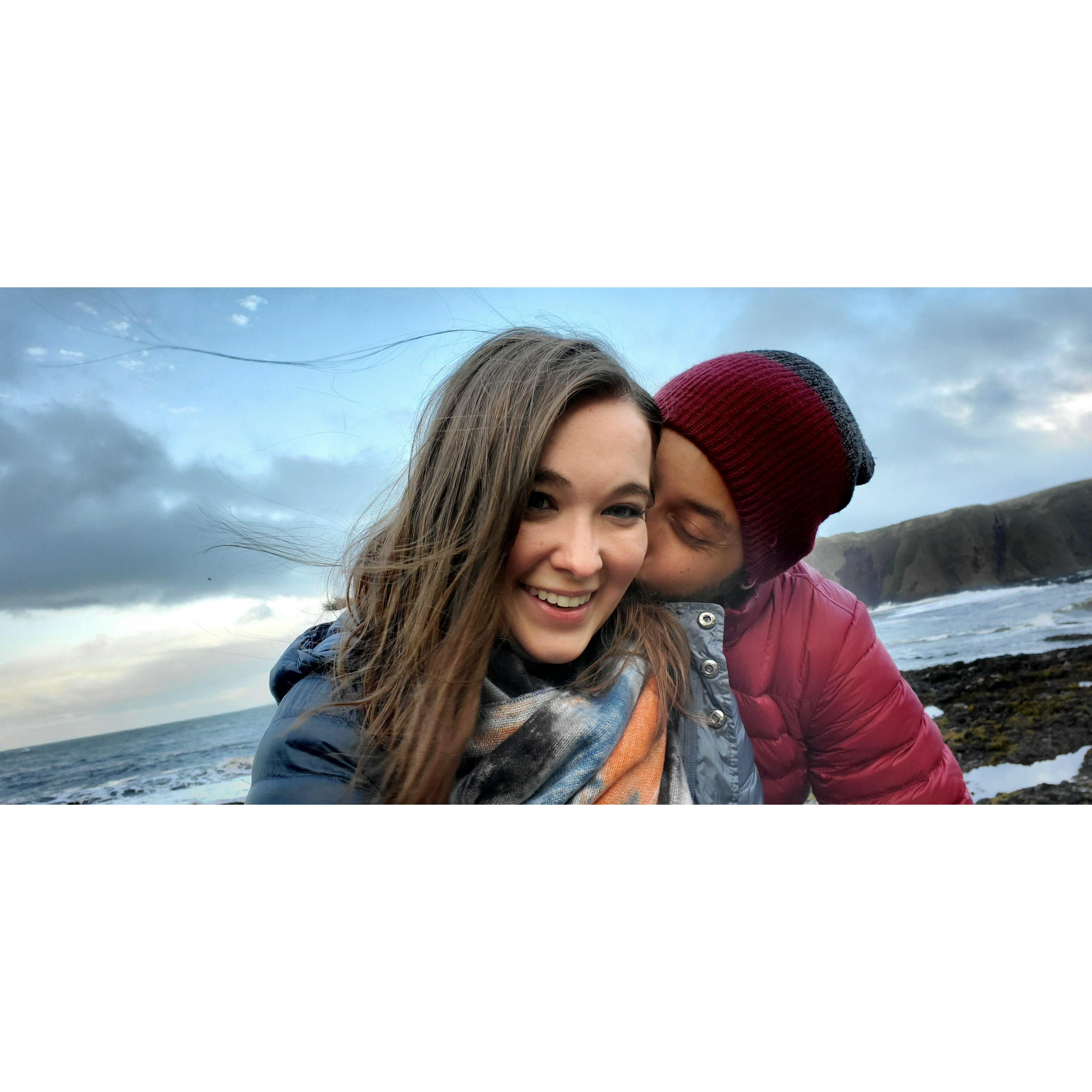 Just before Chris popped the question in Stonehaven, Scotland