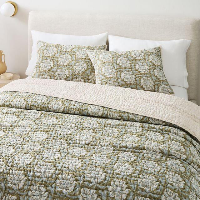 Lennon Floral Reversible King/Cal. King Quilt, Celadon