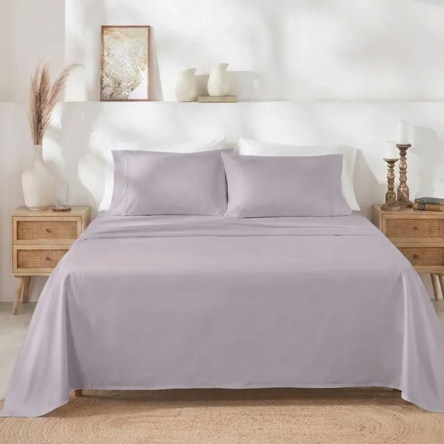 400 Thread Count 100% Cotton Sateen Dusky Lavender Grey 4 Piece, Cotton Queen Sheet Set - California Design Den