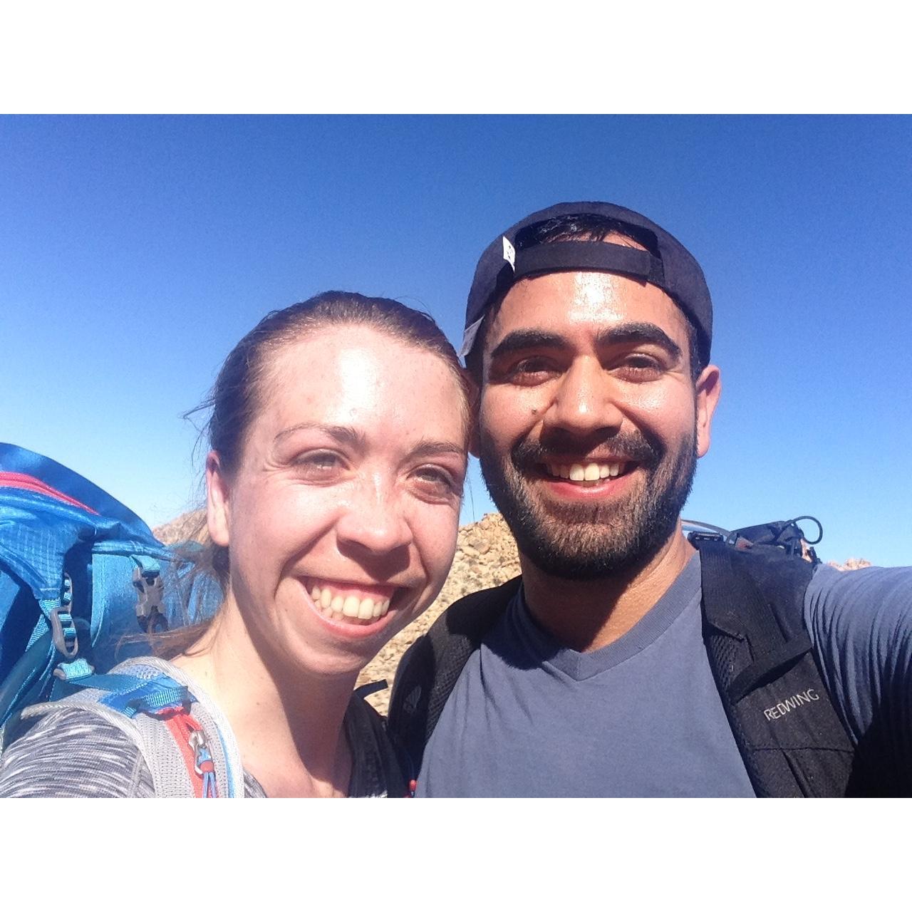 our very first backpacking trip together in Joshua Tree, 2015