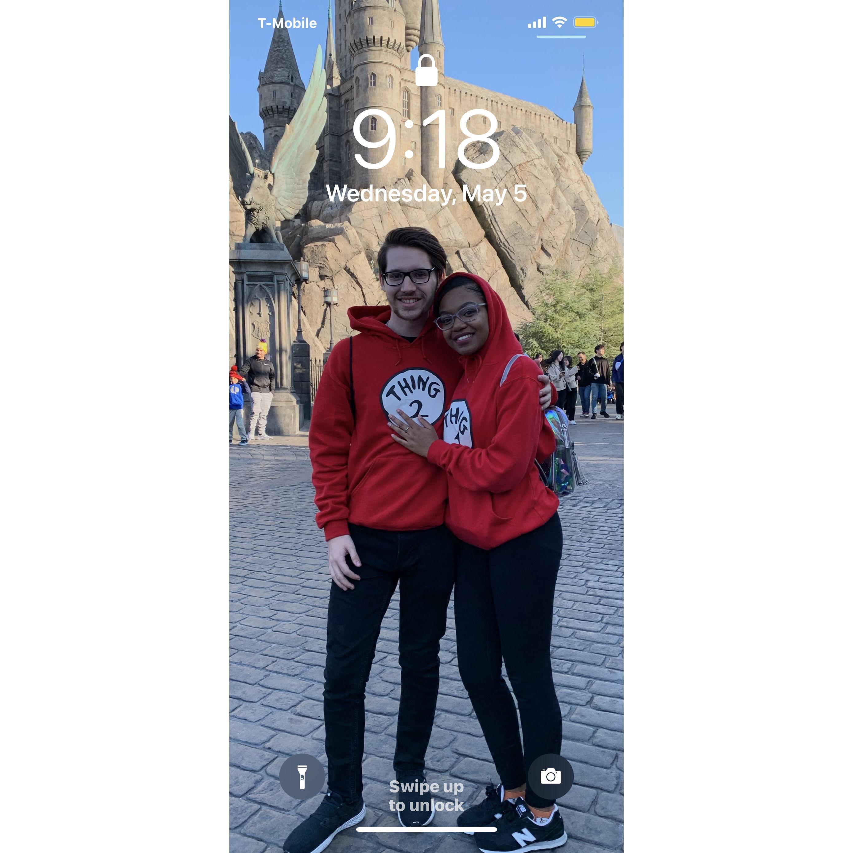 Universal Summer of 2019 after High School Graduation. Brandon Surprised me with these sweaters after we visited the gift store, I walked outside thinking he followed behind me he came out with a bag.