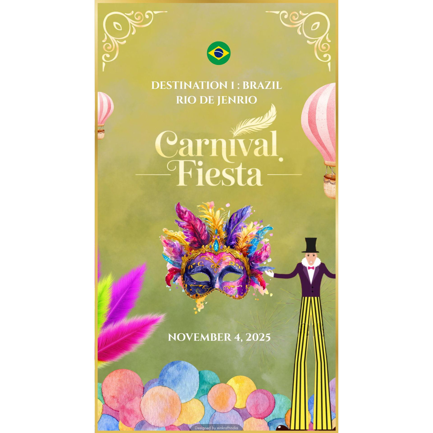 RIO CARNIVAL - 4th Nov- 11 AM        

Attire : Colorful Indowesterns