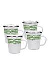 Golden Rabbit Green Scallop Enamelware Mugs, Set of 4