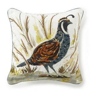 Festive Fall Collection Embroidered Bird Square Pillow