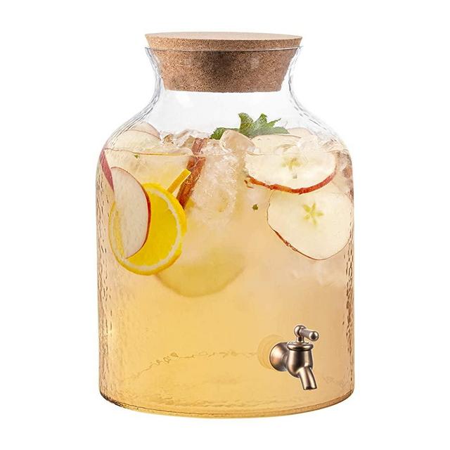 Style Setter Beverage Dispenser High Quality Cold Drink Dispenser w/ 2.7 Gallon Capacity Glass Jug, Cork Lid & Leak-Proof Acrylic Spigot, Great for Parties, Weddings & More