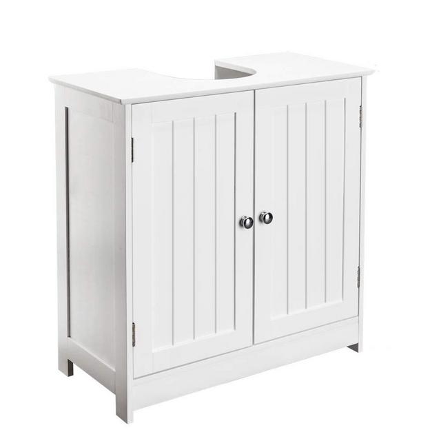 FCH Pedestal Sink, Storage Cabinets with Two Doors and Adjustable Shelves Under Sink Organizer Bathroom Vanity Storage White