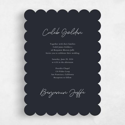 Black Scalloped Wedding Invitation - Alyeska Portrait