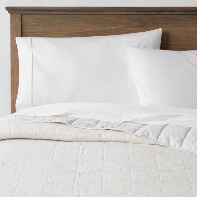 Full/Queen Space Dyed Cotton Linen Quilt Light Gray - Threshold™