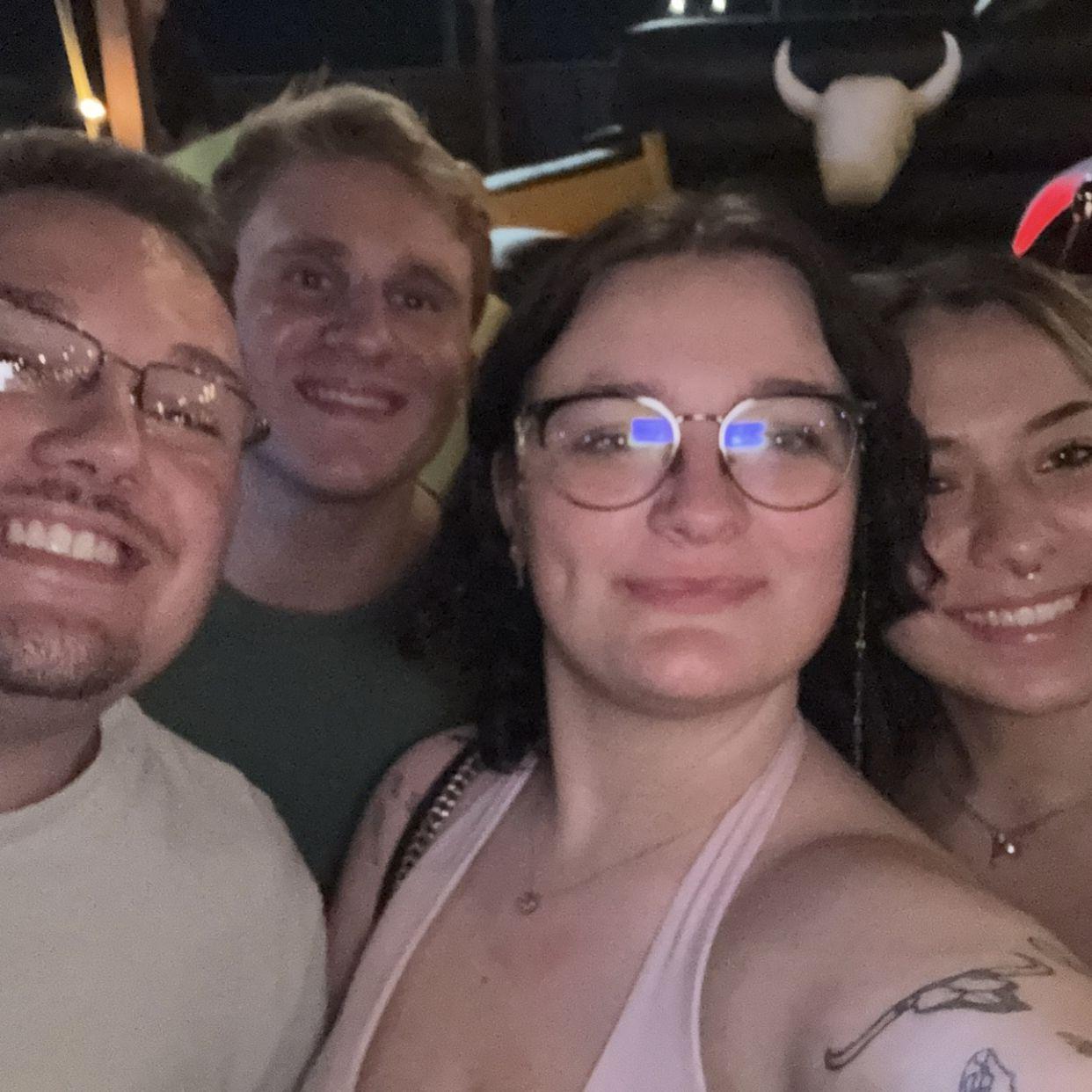 His first time meeting my friends.