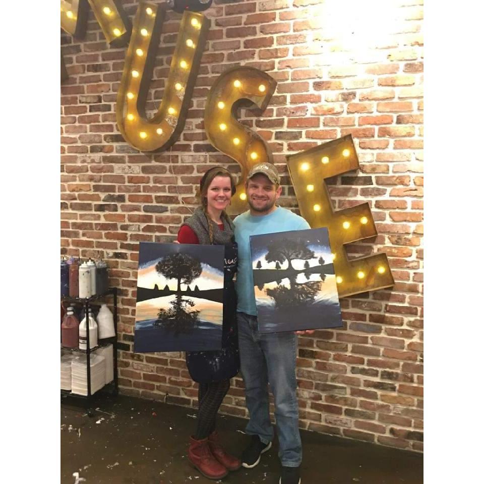 Wine and design date night at Muse Paint Bar where we discovered our love for creating things together