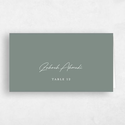Green Typography Wedding Place Card - Burke