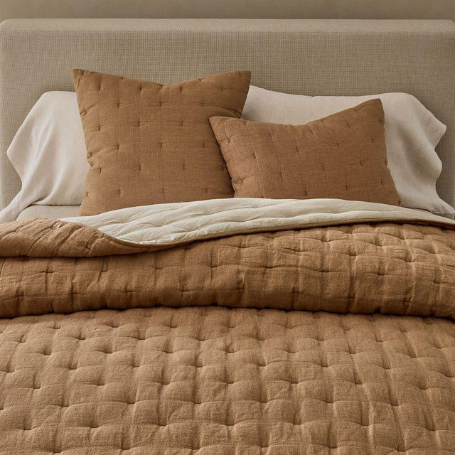 Everyday Linen Comfort Quilted Sham, Bronze, Full/Queen