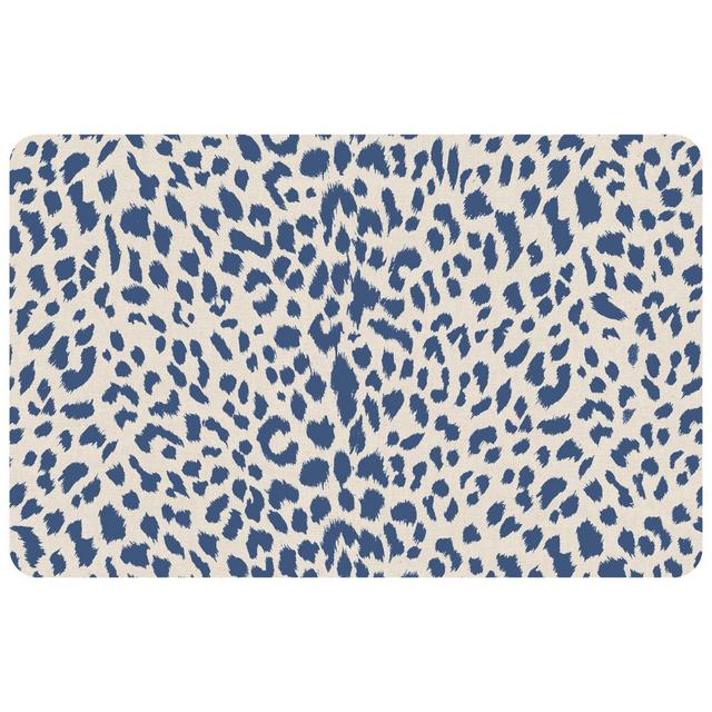 FoFlor Cheetah 23" x 36" Kitchen Mat in Blue
