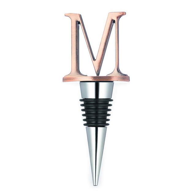 Wine Stoppers,Reusable wine bottle stoppers,Stainless Steel Letter Wine Stopper, Food Grade Silicone Material decorative wine stoppers Funny Gift (Letter A,C,J,K,M,S) (Letters M)