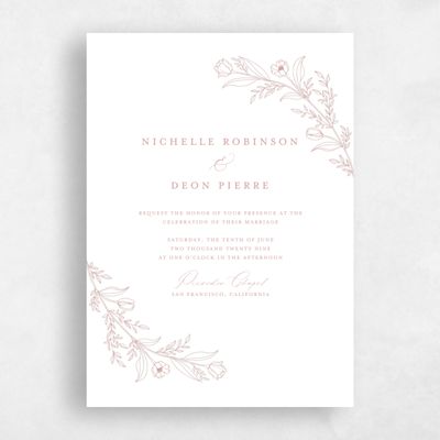 Dusty Rose, Pink Wedding Invitation - Seraphine Portrait Letterpress