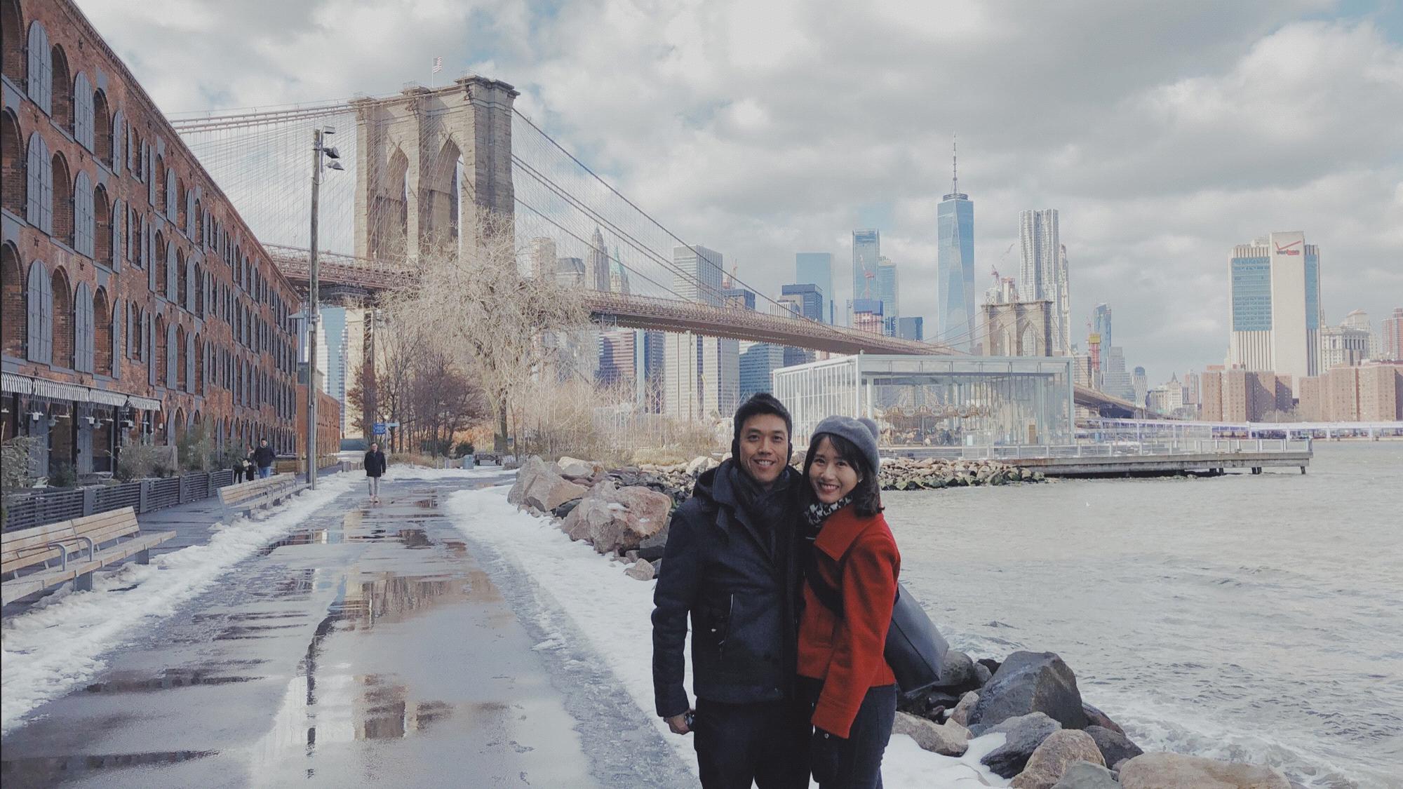 Enjoying a beautiful walk in Brooklyn.