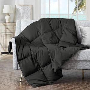 puredown® Soft Feather Down Throw Blanket Lightweight Packable Couch Throw for Indoor and Outdoor Use, Throw 50"X70", Black
