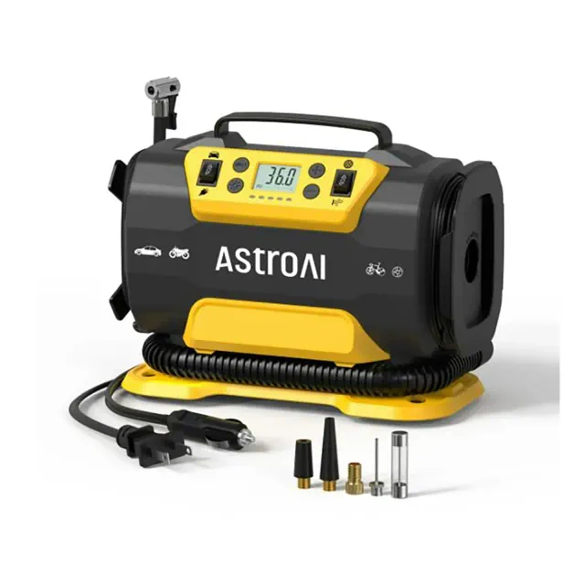 AstroAI M1 Tire Inflator 150PSI Air Compressor Pump 12V DC/110V AC with Dual Metal Motors