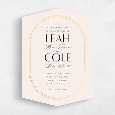 Beige Diamond Wedding Invitation - Tatum Portrait Foil