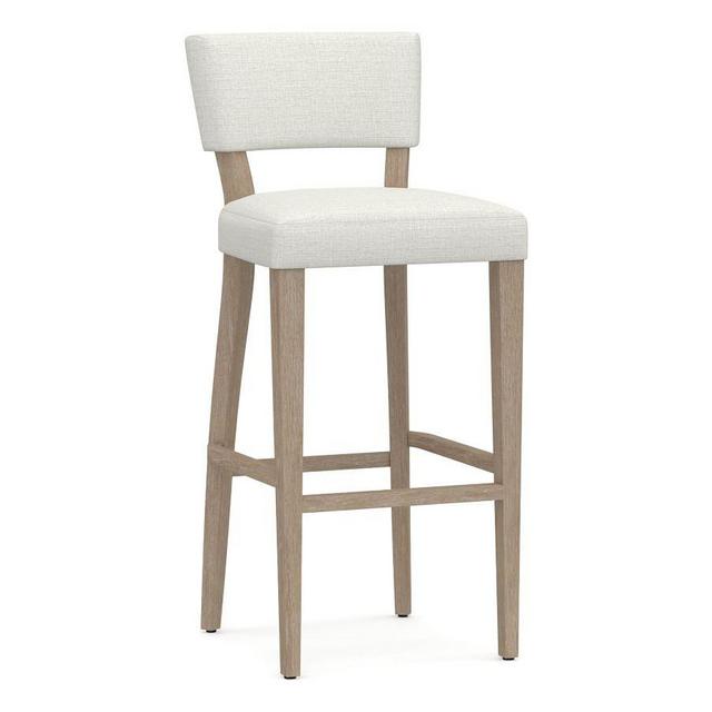 Payson Upholstered Bar Height Bar Stool, Seadrift Leg, Basketweave Slub Ivory