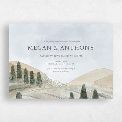 Taupe Brown Wedding Invitation - Oakhurst Landscape