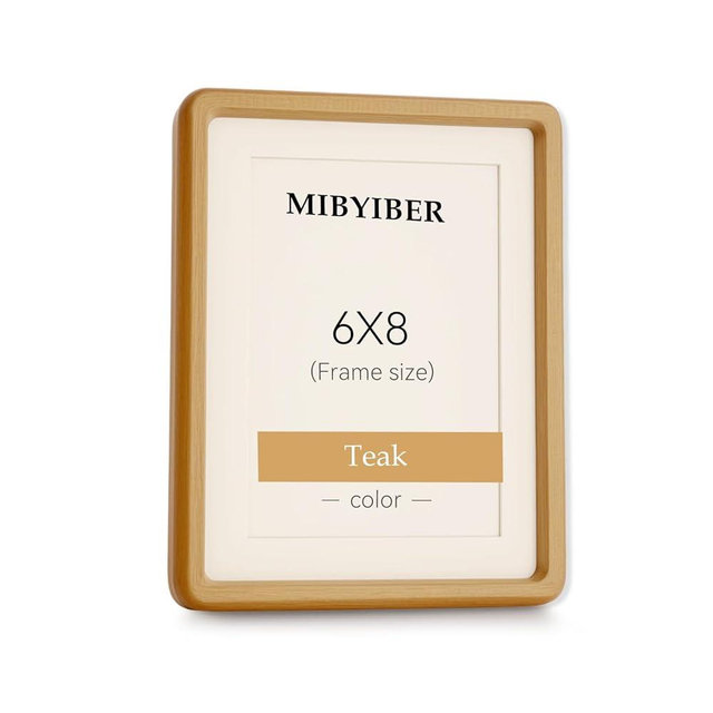 MIBYIBER 6x8 Picture Frame Wood Natural Solid Oak Photo Frames with 5x7 Mat, Handcrafted Wooden Frame for Tabletop or Wall Mounting Display