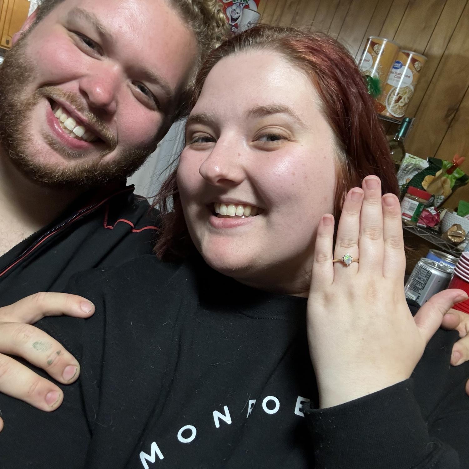 The picture we sent to both of our moms to tell them we were engaged!