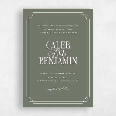 Dark Sage, Green Wedding Invitation - Cato Portrait