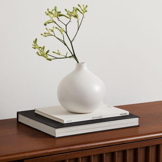 Pure White Ceramic Vase Small Round, White