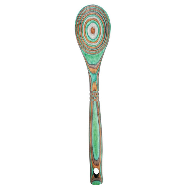 Island Bamboo Pakkawood 12-Inch Spoon, Mint