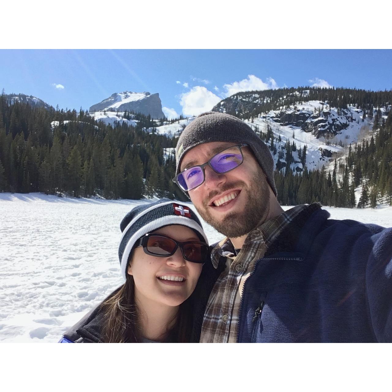 Winter hiking on Bear Lake, in Rocky Mt. Nat'l Park