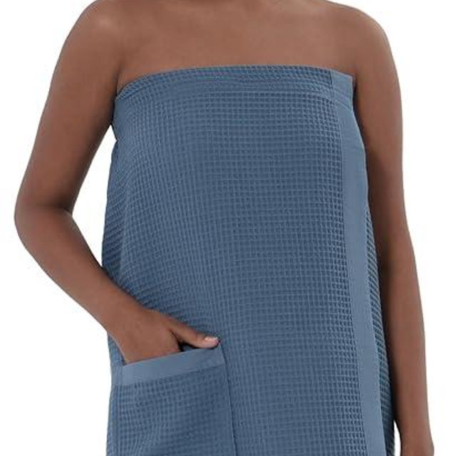 SEYANTE Women's Organic Waffle Spa Wrap, GOTS Certified 100% Turkish Cotton, Lightweight Bath Towel Wrap Adjustable Closure