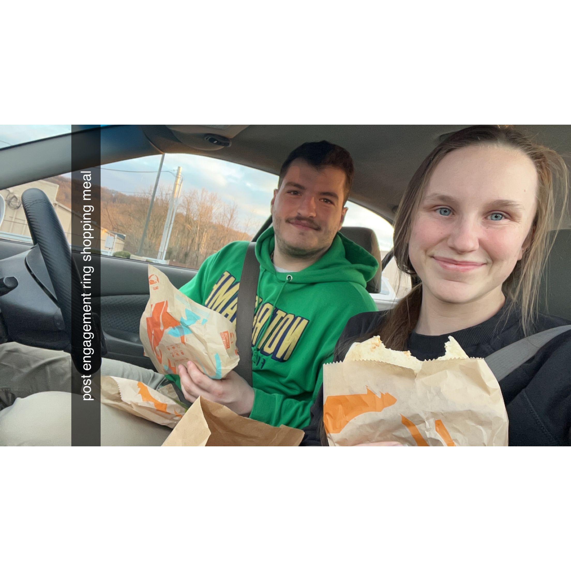 Post engagement ring try on Taco Bell