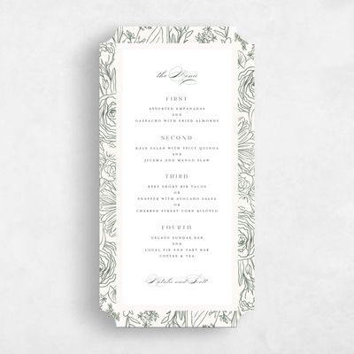 Green Ticket Wedding Menu - Corentine