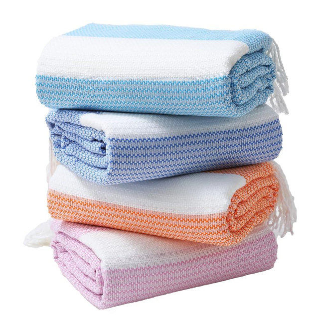 Genovega 4 Packs Oversized Turkish Beach Towels Set 74"x38" Extra Large Sand Free Quick Dry Absorbent Swim Bath Pool Towel Adult Blanket Travel Essentials Accessories Vacation Multi Deepblue Dot