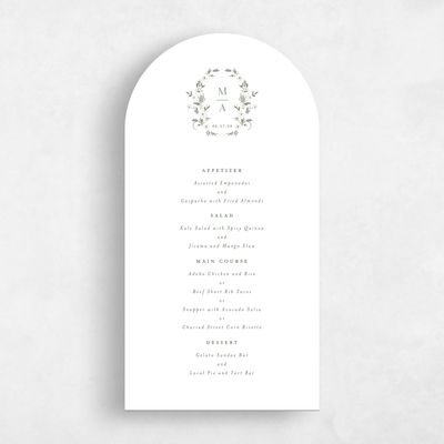 White Arch Wedding Menu - Lenora