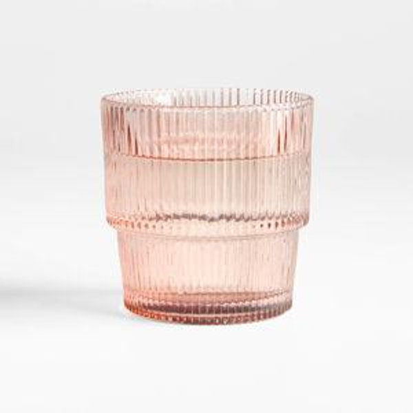 Atwell 11-oz. Spring Pink Stackable Ribbed Double Old-Fashioned Glass