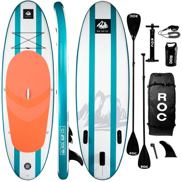 Roc Inflatable Stand Up Paddle Boards with Premium SUP Paddle Board Accessories, Wide Stable Design, Non-Slip Comfort Deck for Youth & Adults