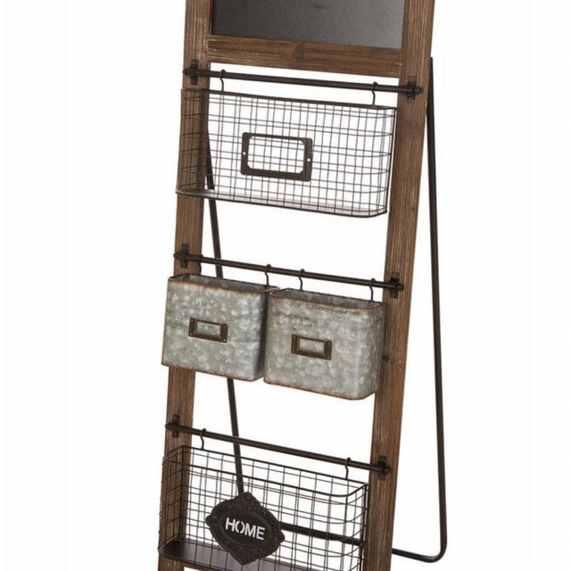 43.31" Farmhouse Metal/Wooden Magazine Rack