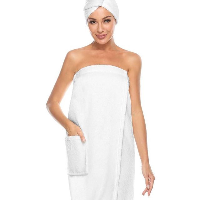 Kniffi Womens Wrap Towel Spa Wraps & Hair Towel Body Wrap Adjustable Closure Bathrobe