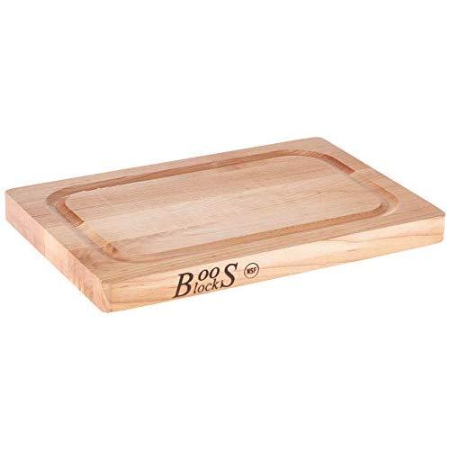 John Boos Block 209 Chop-N-Slice Maple Wood Edge Grain Reversible Cutting Board with Deep Juice Groove, 8 Inches x 12 Inches x 1 Inches
