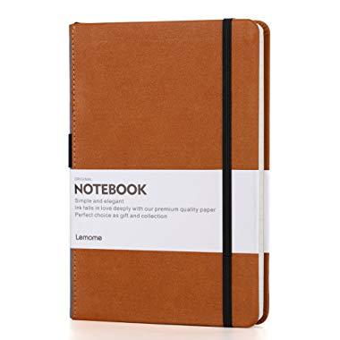 Thick Classic Notebook with Pen Loop - Lemome A5 Wide Ruled Hardcover Writing Notebook with Pocket + Page Dividers Gifts, Banded, Large, 180 Pages, 8.4 x 5.7 in