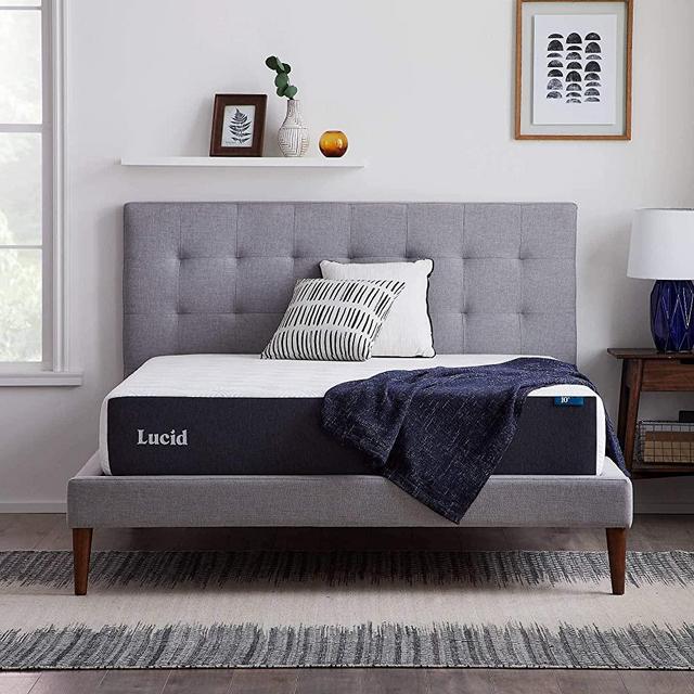 LUCID 10 Inch 2020 Gel Memory Foam Mattress - Medium Plush Feel - CertiPUR-US Certified - Hypoallergenic Bamboo Charcoal - California King