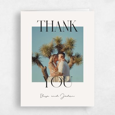 Light Oatmeal, Beige Wedding Thank You - Garrett Photo