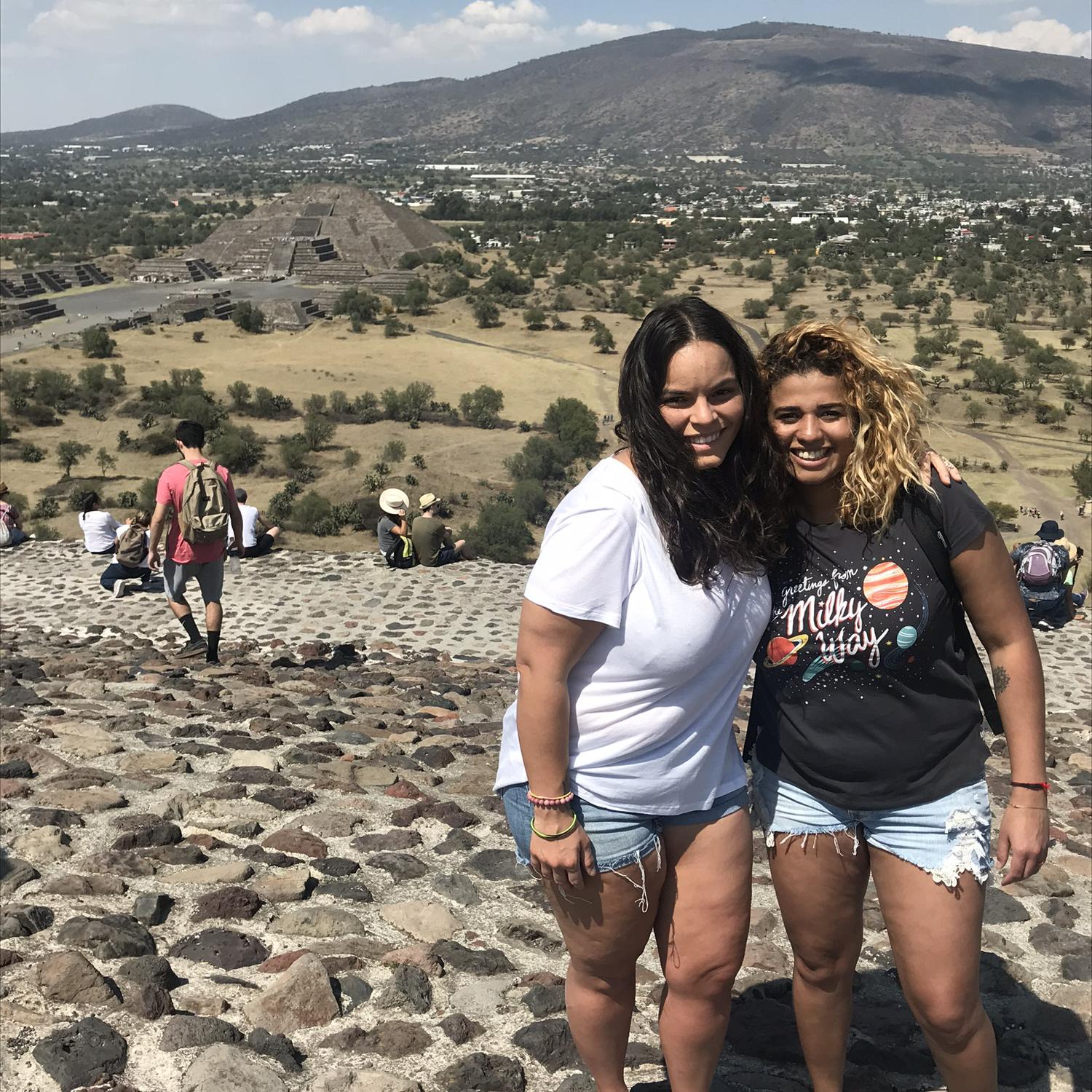 At the top of the pyramid of the sun in mexico