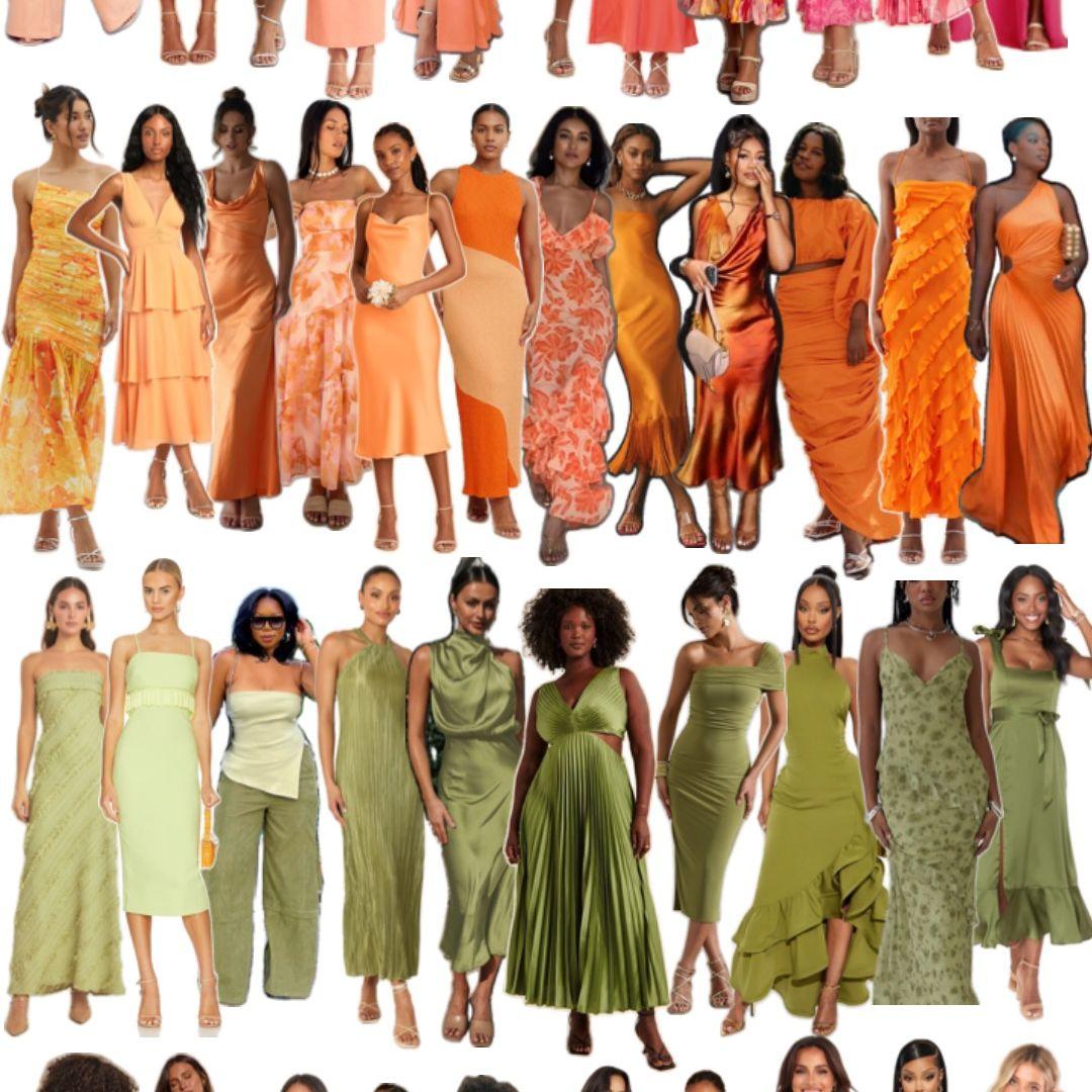 Wedding attire options for women. The colors option is your choice.