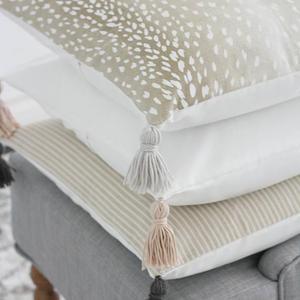 Antelope Tassel Throw Pillow Cover, Antelope Theow pillow, Fawn pillow cover, fawn pillow, neautral pillow cover