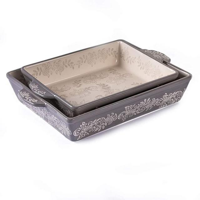 Oven to Table Casserole Dish Set - 100% Stoneware Ceramic Baking Dishes for Cooking & Serving, Lasagna Pan Bakeware is Dishwasher & Microwave Safe - 13" x 10.5" & 11" x 9" Cookware Pans