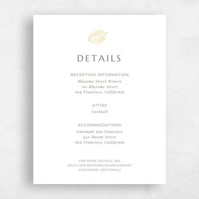White Summer Wedding Enclosure - Morelos Foil