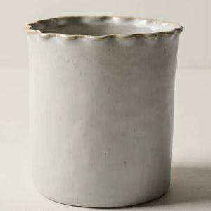 French Grey Ruffle Utensil Crock